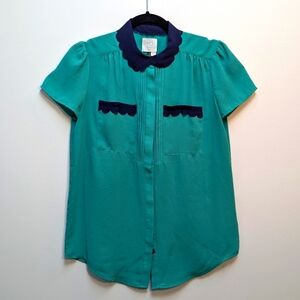 Anthropologie HD in Paris Laser Cut Scalloped Top 